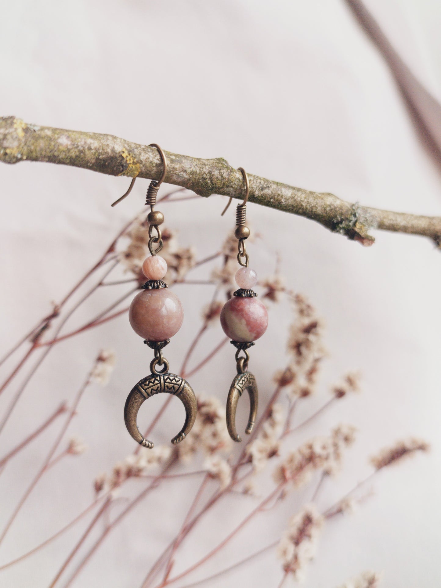 BOUCLE D'OREILLE - ethnique - bohème - upcycling - fait en Belgique - couleur bronze