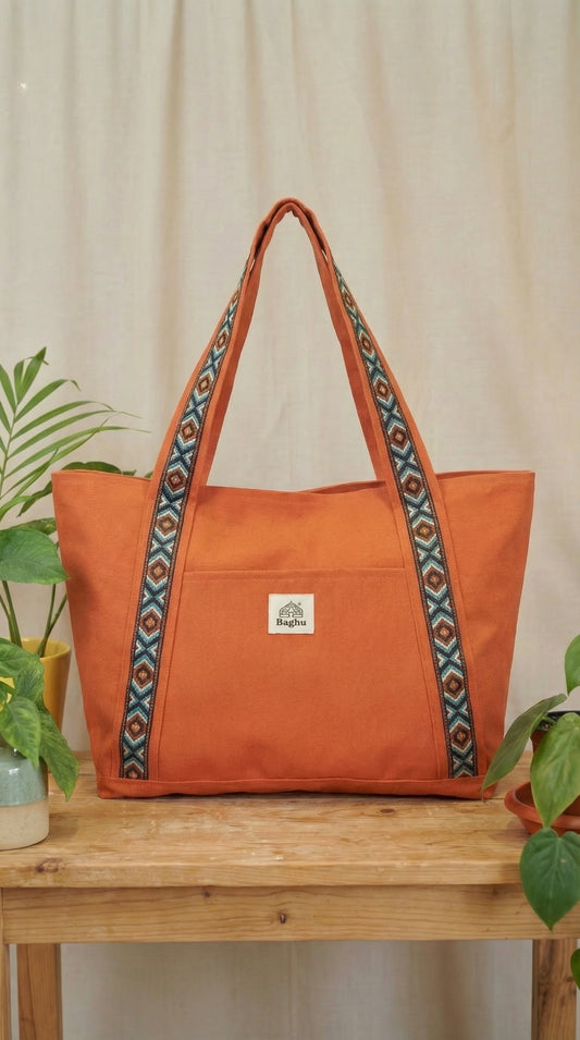 L'ECHAPEE - Sac cabas - Baghu - Sac artisanal belge -  ethnique - recyclé - upcyclé - sans tirette
