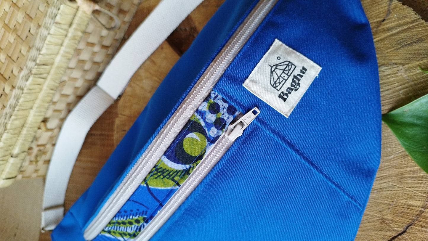 NOMADE - le sac banane XXL - Baghu - Sac artisanal belge Ethnique - bleu roi