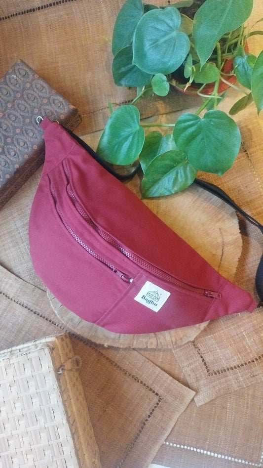 NOMADE - le sac banane XXL - Baghu - Sac artisanal belge Ethnique - bordeau