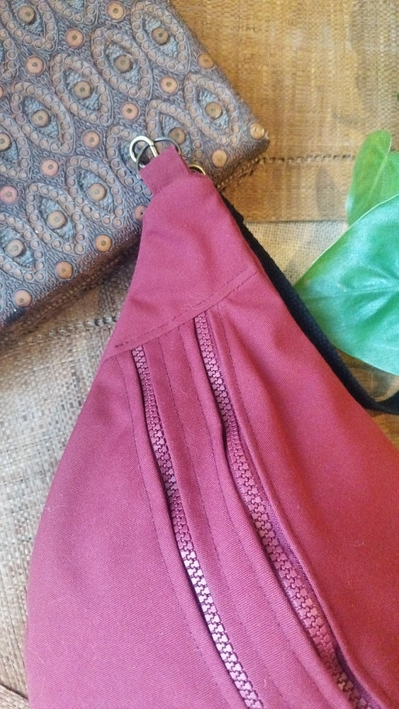 NOMADE - le sac banane XXL - Baghu - Sac artisanal belge Ethnique - bordeau