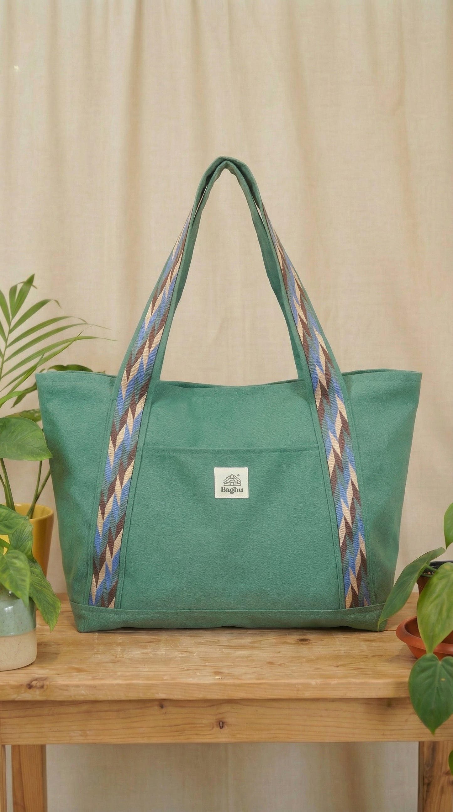 L'ECHAPEE - Sac cabas - Baghu - Sac artisanal belge - ethnique - recyclé - avec tirette principale