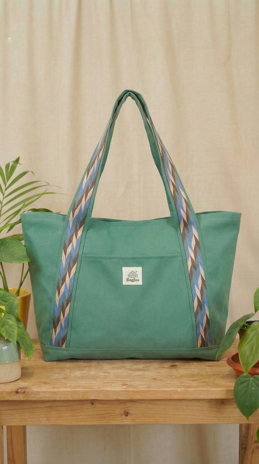 L'ECHAPEE - Sac cabas - Baghu - Sac artisanal belge - ethnique - recyclé - avec tirette principale