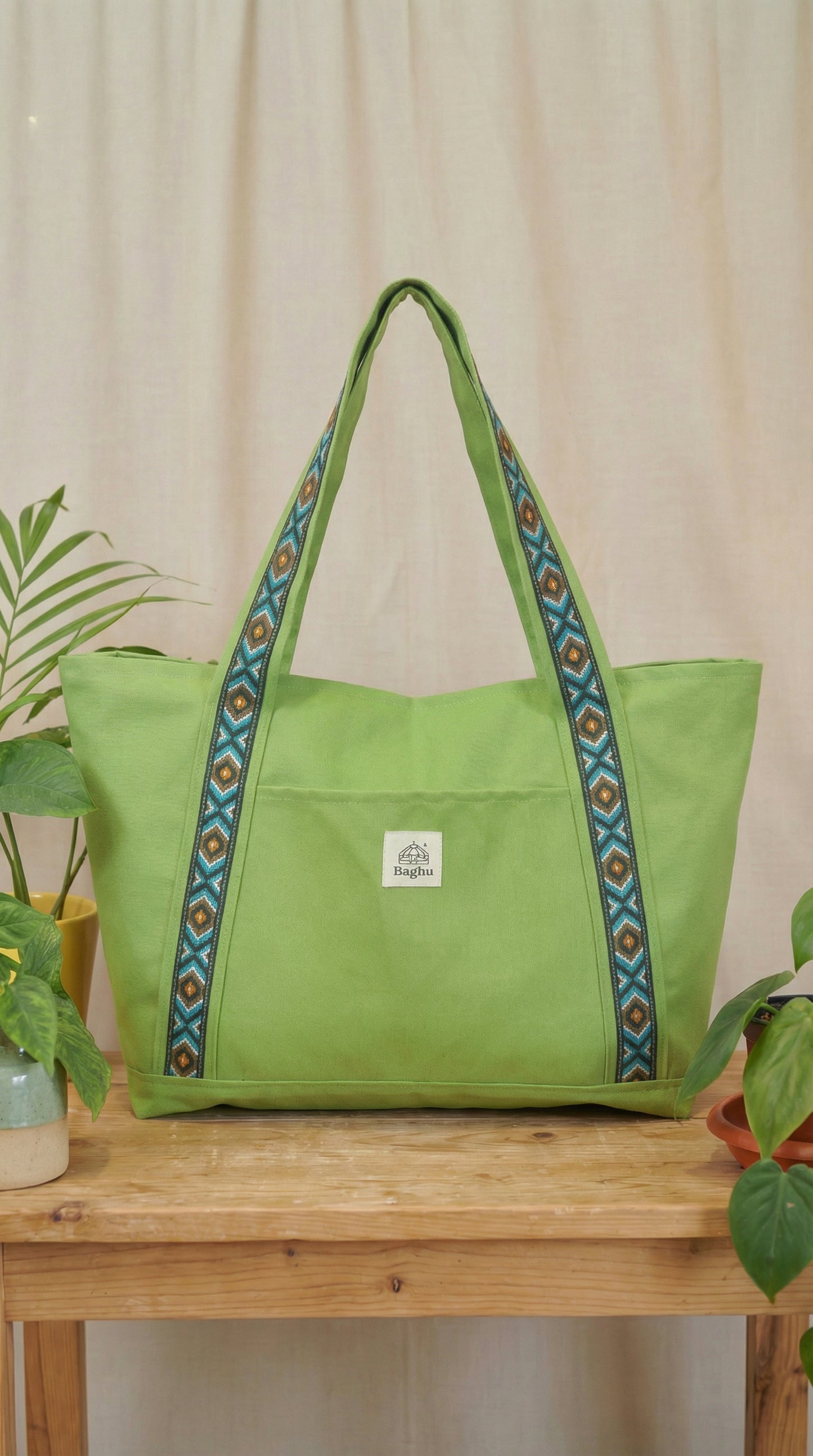 L'ECHAPEE - Sac cabas - Baghu - Sac artisanal belge - ethnique - recyclé - avec tirette principale