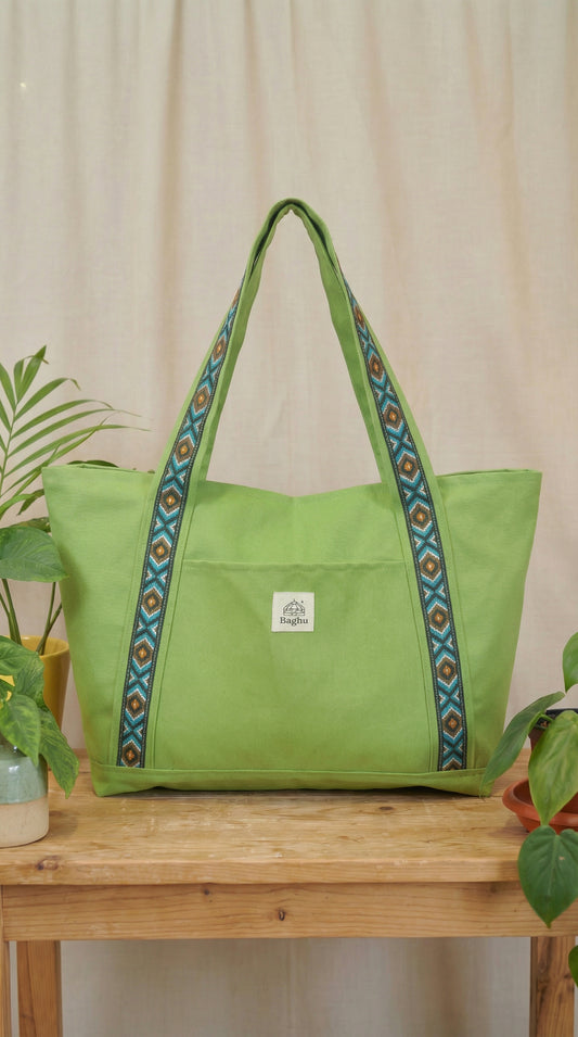 L'ECHAPEE - Sac cabas - Baghu - Sac artisanal belge - ethnique - recyclé - avec tirette principale