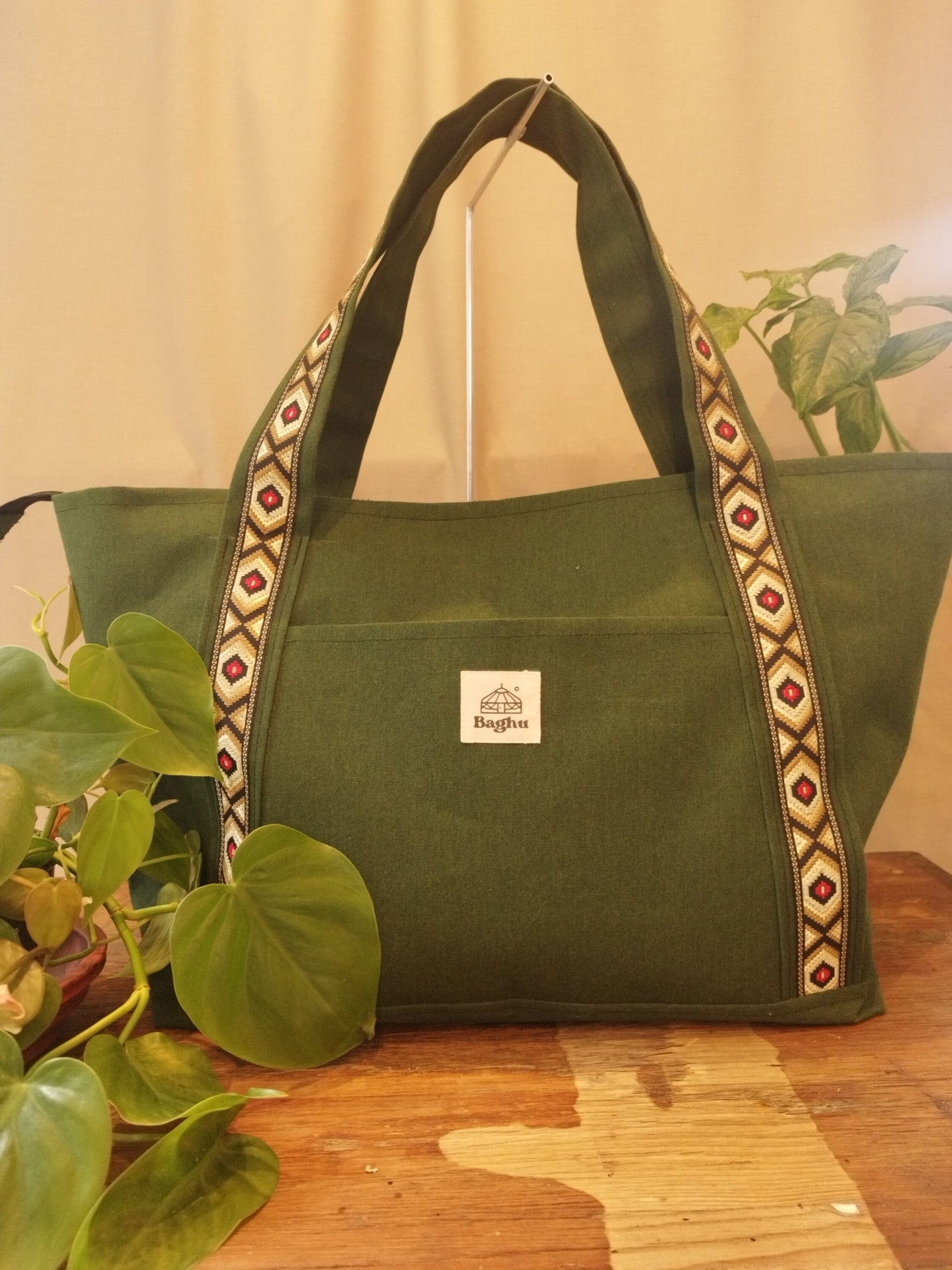 L'ECHAPEE - Sac cabas - Baghu - Sac artisanal belge - ethnique - recyclé - avec tirette principale