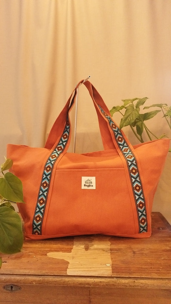 L'ECHAPEE - Sac cabas - Baghu - Sac artisanal belge -  ethnique - recyclé - upcyclé - sans tirette