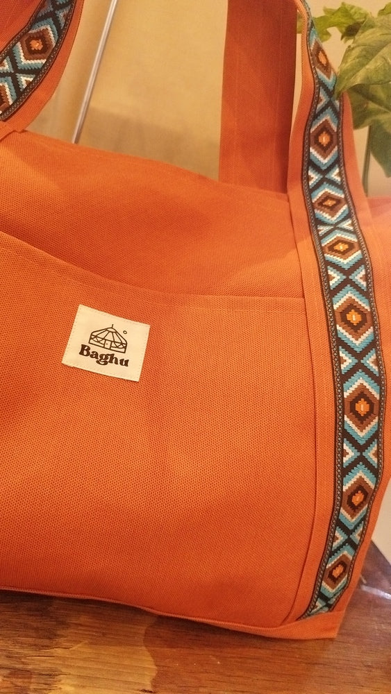 L'ECHAPEE - Sac cabas - Baghu - Sac artisanal belge -  ethnique - recyclé - upcyclé - sans tirette