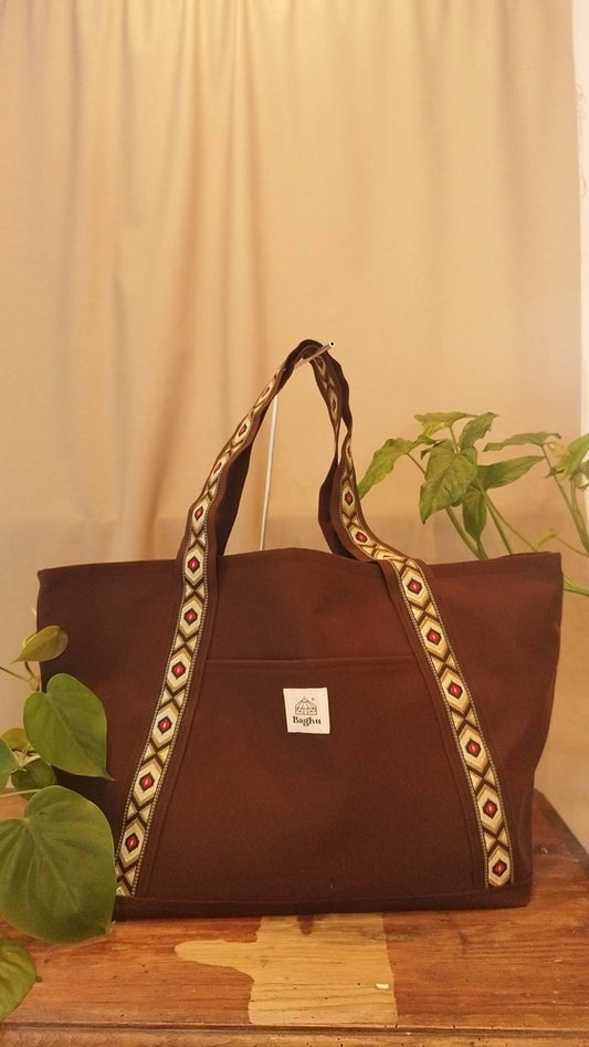 L'ECHAPEE - Sac cabas - Baghu - Sac artisanal belge -  ethnique - recyclé - upcyclé - sans tirette