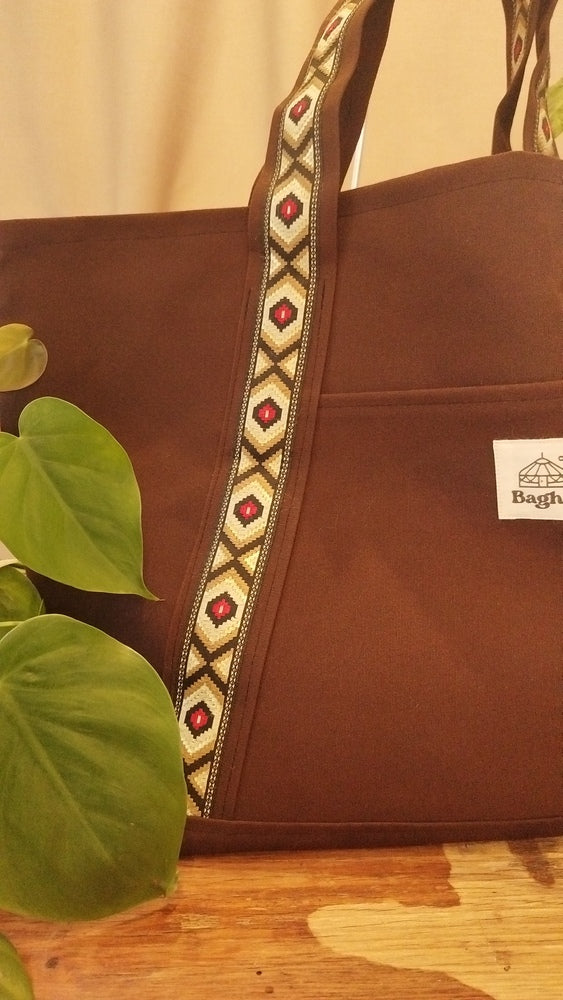 L'ECHAPEE - Sac cabas - Baghu - Sac artisanal belge -  ethnique - recyclé - upcyclé - sans tirette