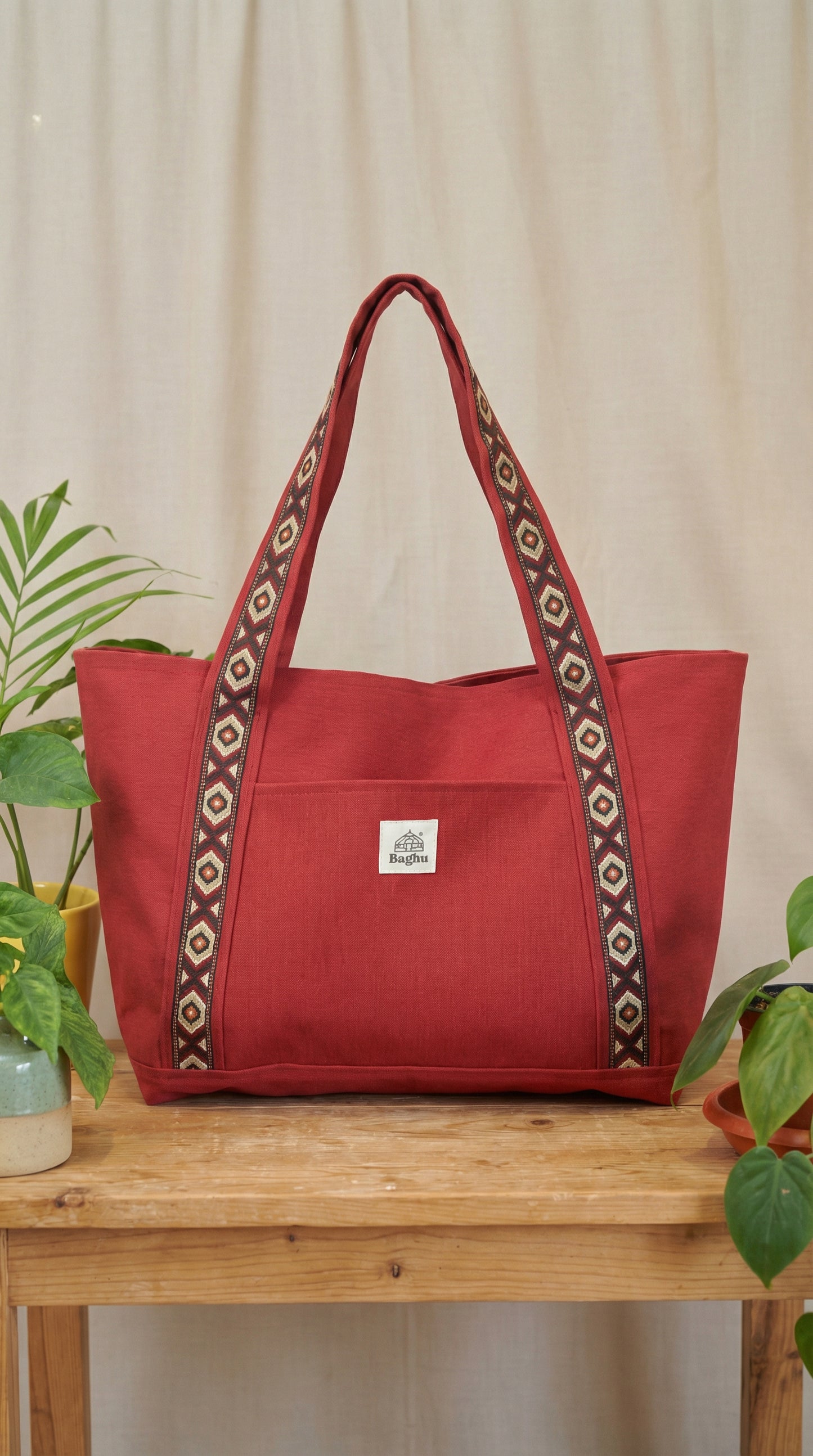 L'ECHAPEE - Sac cabas - Baghu - Sac artisanal belge - ethnique - recyclé - avec tirette principale