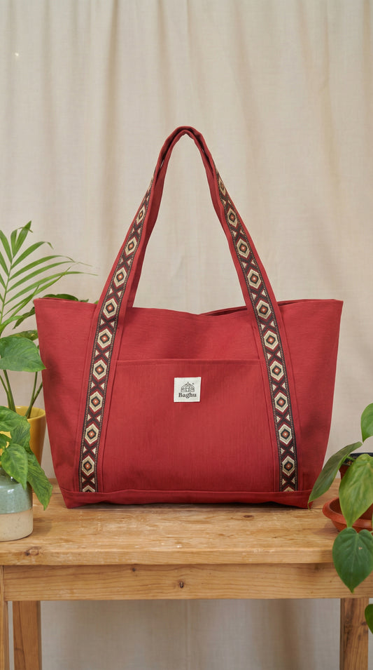 L'ECHAPEE - Sac cabas - Baghu - Sac artisanal belge - ethnique - recyclé - avec tirette principale