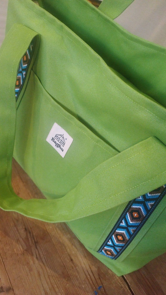 L'ECHAPEE - Sac cabas - Baghu - Sac artisanal belge - ethnique - recyclé - avec tirette principale