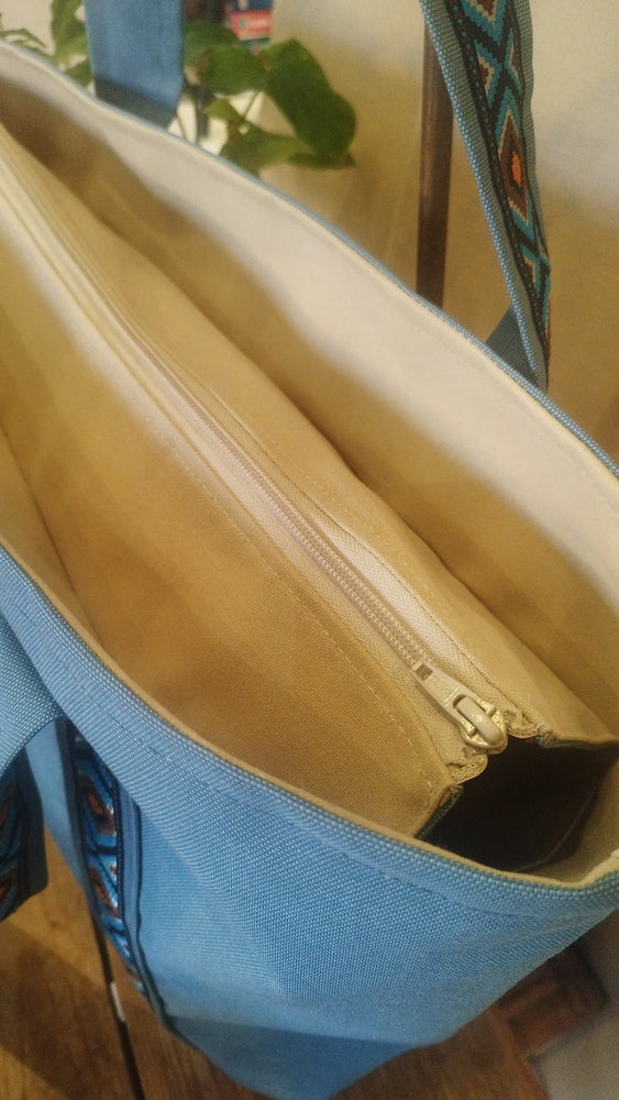 L'ECHAPEE - Sac cabas - Baghu - Sac artisanal belge - ethnique - recyclé - avec tirette principale