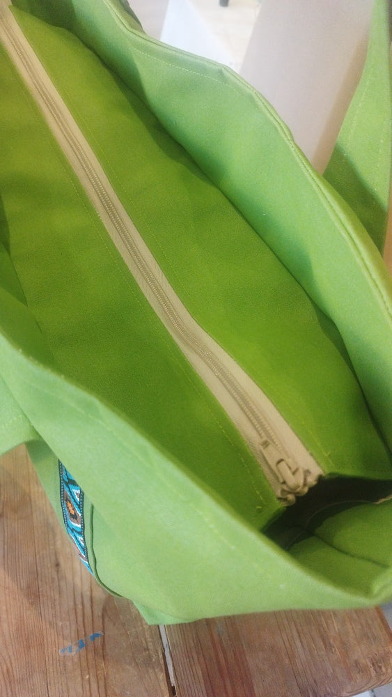 L'ECHAPEE - Sac cabas - Baghu - Sac artisanal belge - ethnique - recyclé - avec tirette principale