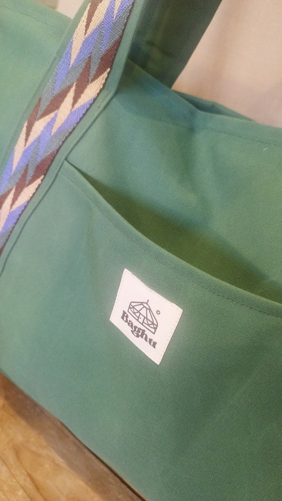 L'ECHAPEE - Sac cabas - Baghu - Sac artisanal belge - ethnique - recyclé - avec tirette principale