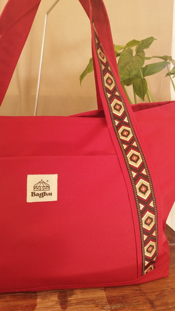 L'ECHAPEE - Sac cabas - Baghu - Sac artisanal belge - ethnique - recyclé - avec tirette principale