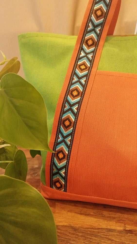 L'ECHAPEE - Sac cabas - Baghu - Sac artisanal belge - ethnique - recyclé - avec tirette principale