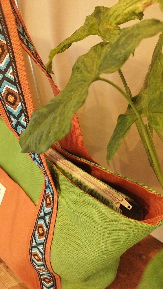 L'ECHAPEE - Sac cabas - Baghu - Sac artisanal belge - ethnique - recyclé - avec tirette principale