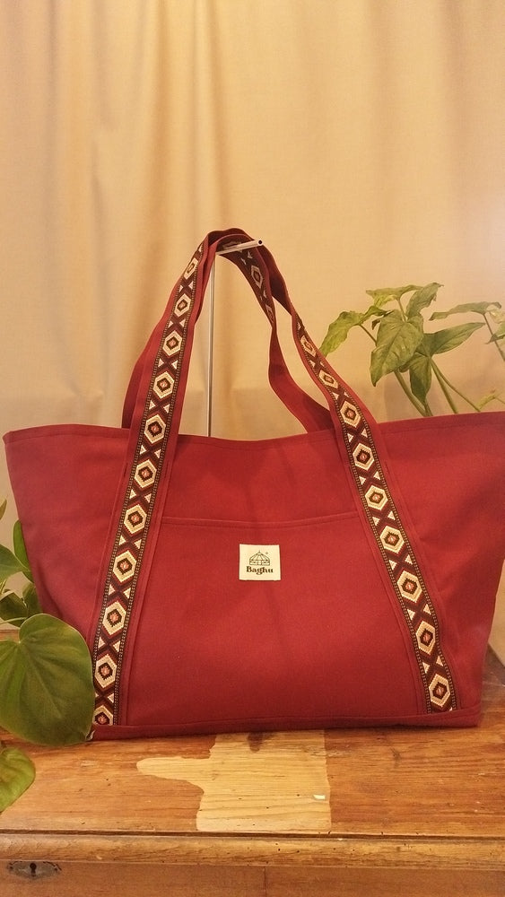 L'ECHAPEE - Sac cabas - Baghu - Sac artisanal belge -  ethnique - recyclé - upcyclé - sans tirette