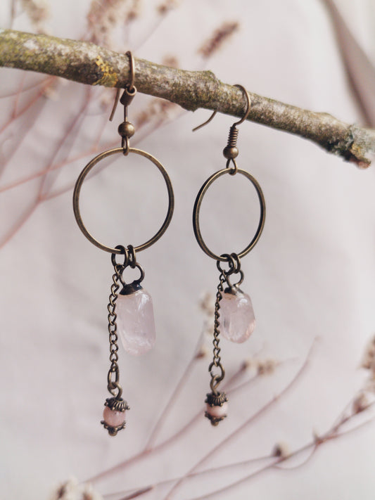 BOUCLE D'OREILLE - ethnique - bohème - upcycling - fait en Belgique - couleur bronze