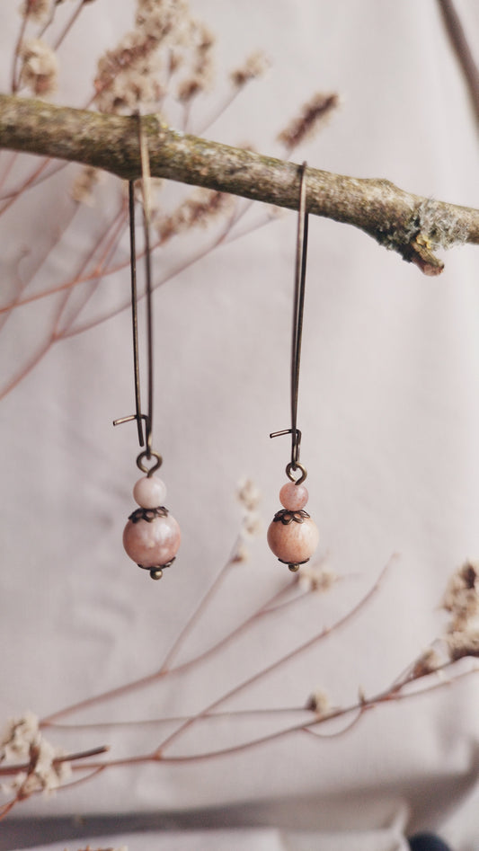 BOUCLE D'OREILLE - ethnique - bohème - upcycling - fait en Belgique - couleur bronze