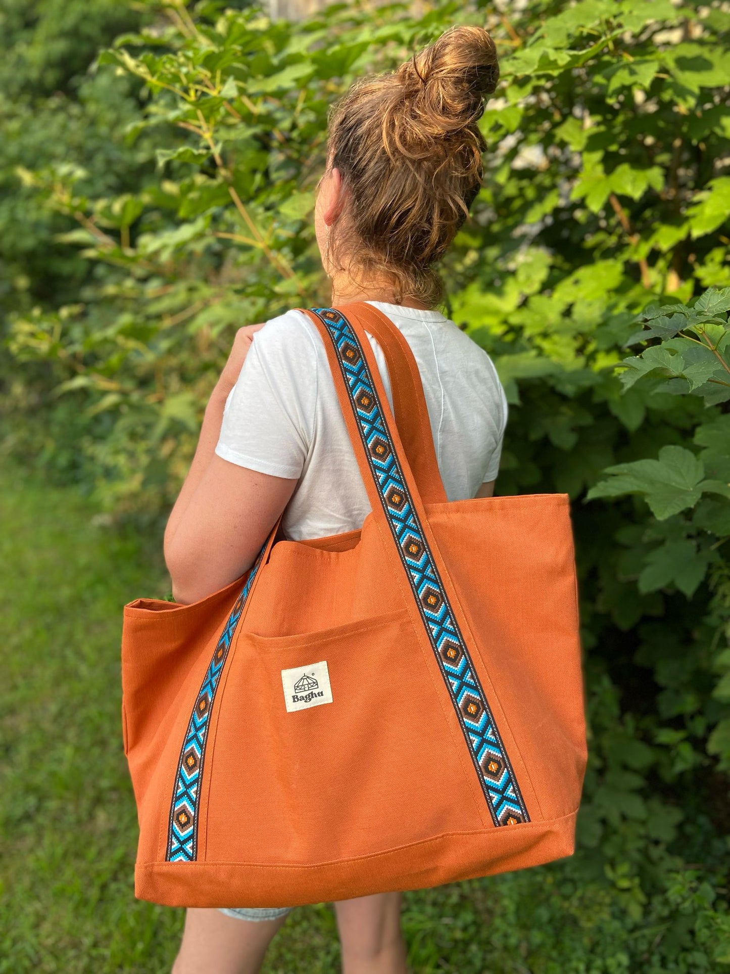 L'ECHAPEE - Sac cabas - Baghu - Sac artisanal belge -  ethnique - recyclé - upcyclé - sans tirette