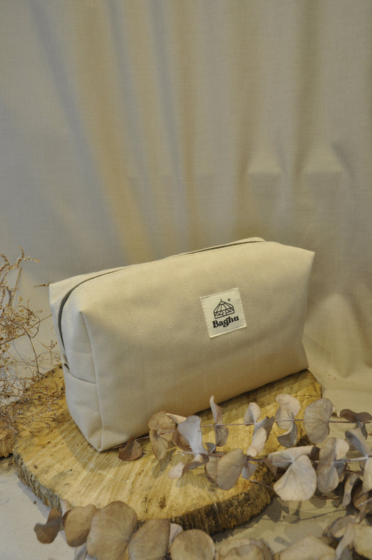 ESCAPADE - trousse de toilette - Taille M - upcyclé - toile de yourte - fait en Belgique - écru